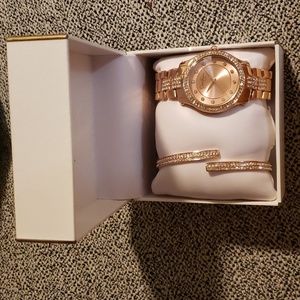 Jessica Simpson Rose Gold watch and cuff set